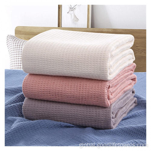 China 100% Cotton Breathable waffle sofa throw knit blanket Manufactory